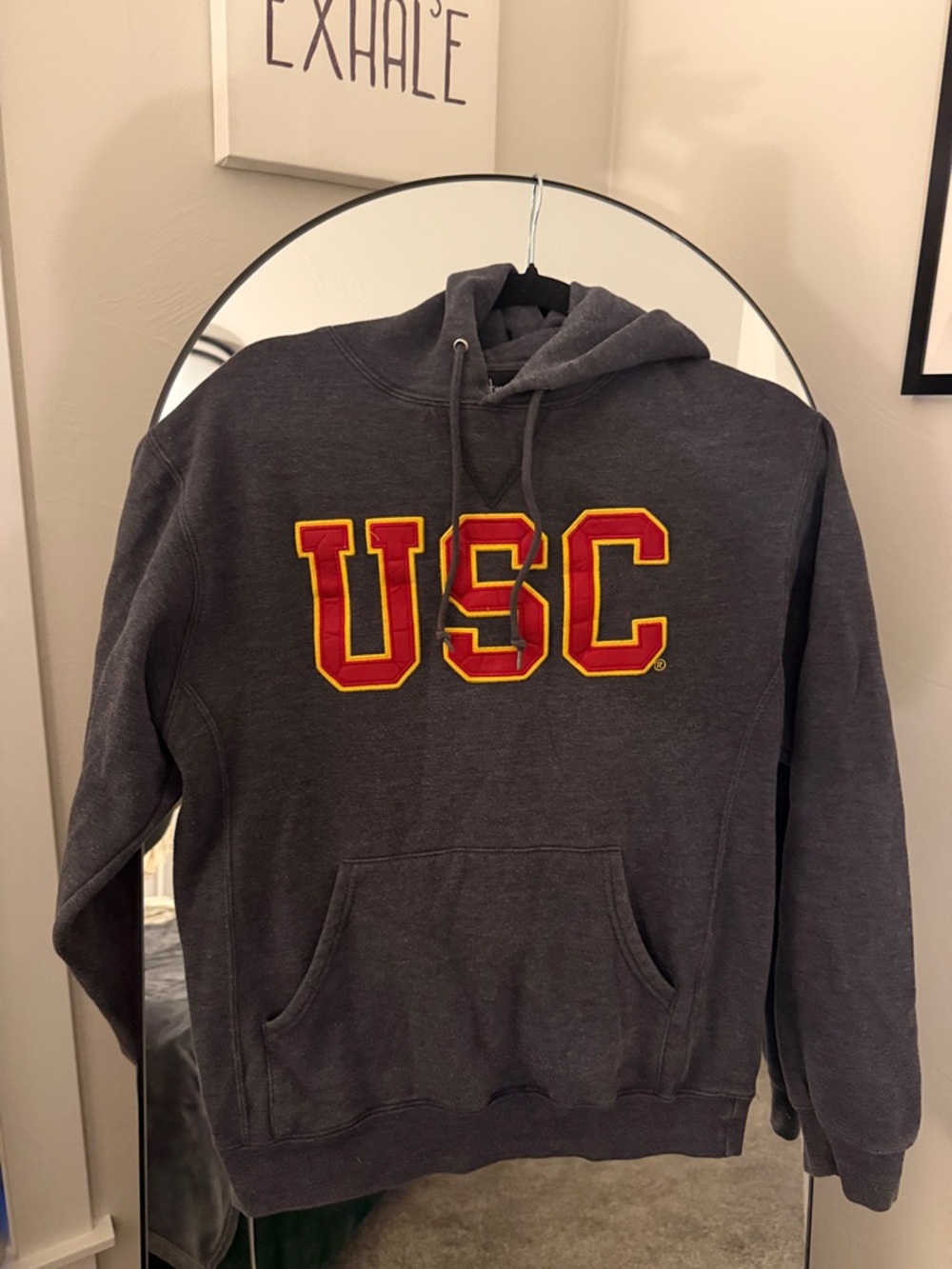 Charcoal Hooded Sweatshirt with Red & Gold Logo — USC